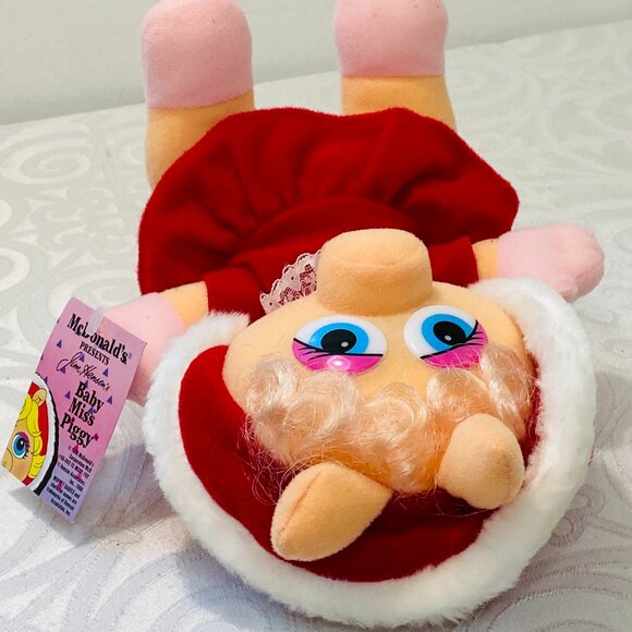 VNTG BABY MISS PIGGY CHRISTMAS Muppet Babies McD's 1988 Plush Red Dress W/Tags - Picture 6 of 7